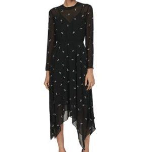 Maje Rabilo Long Sleeve Handkerchief Hem Dress